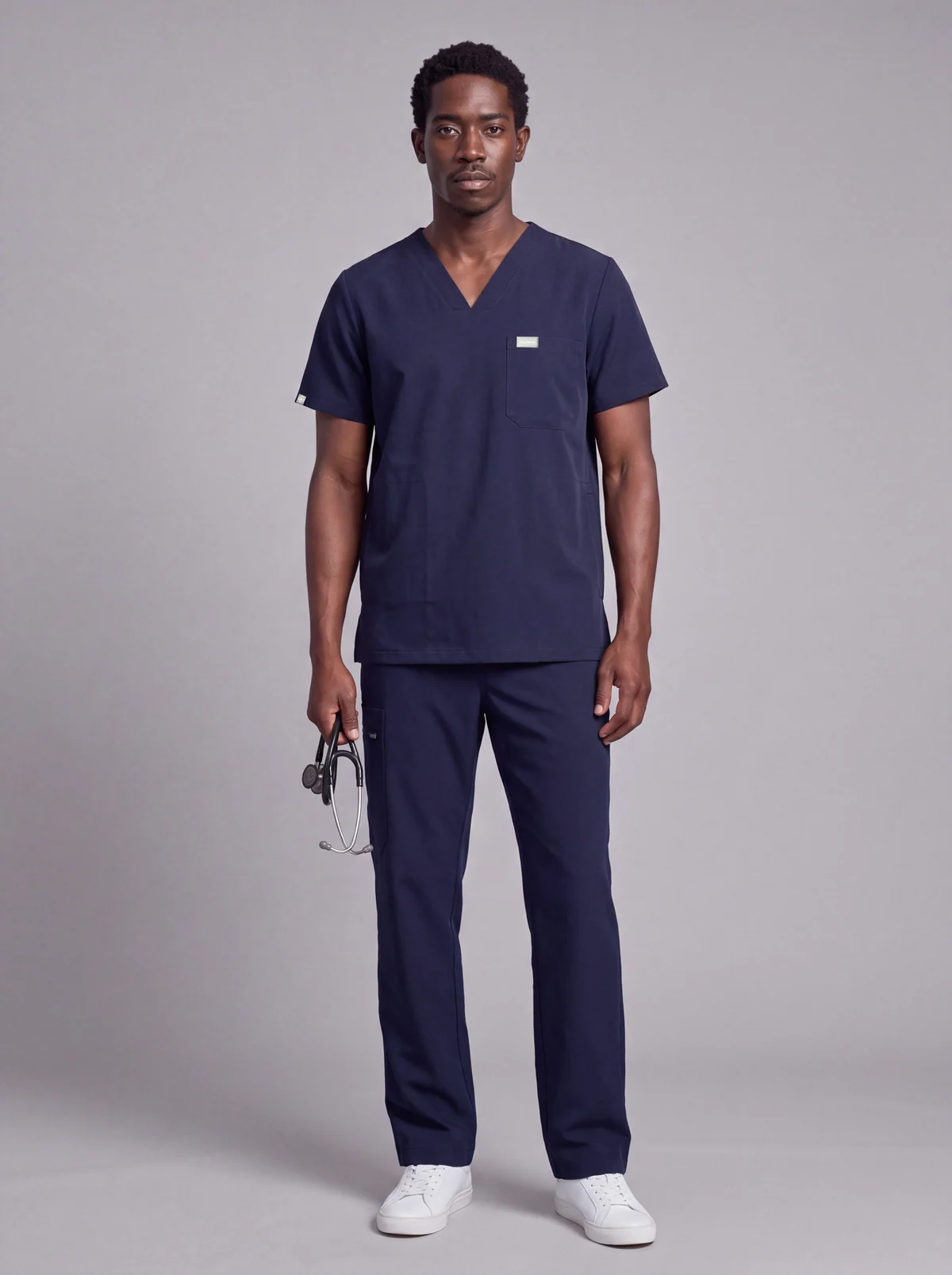 DocNova Men’s Premium Scrub Set – Navy Blue