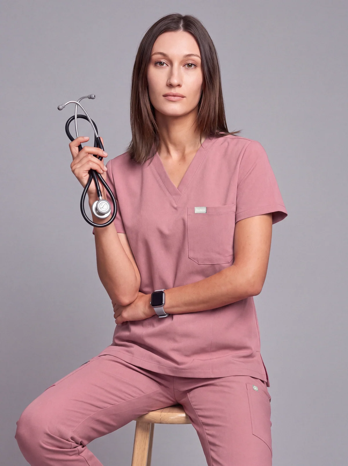 DocNova Women’s Premium Scrub Top – Pink