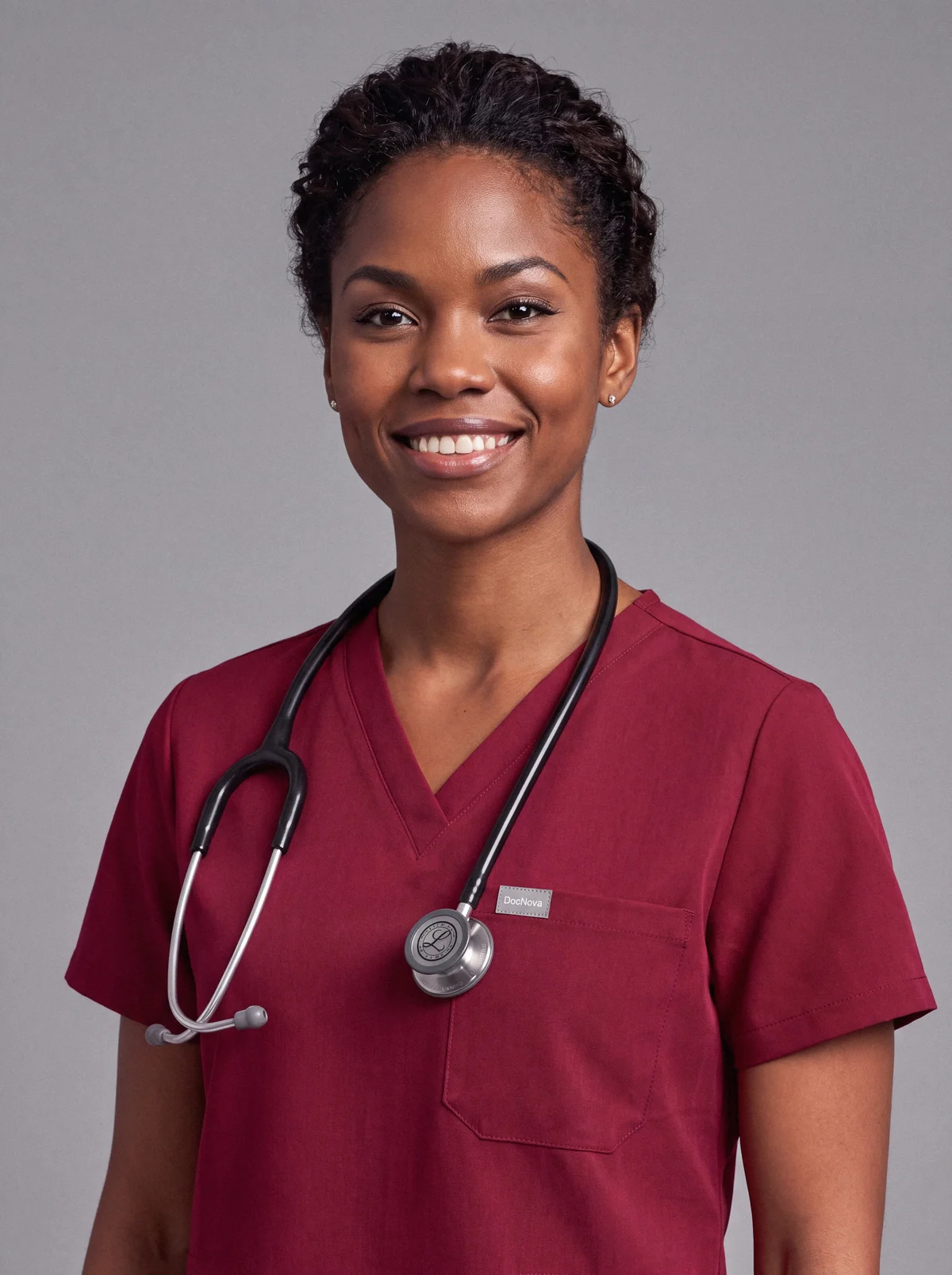 DocNova Women’s Premium Scrub Top – Burgundy