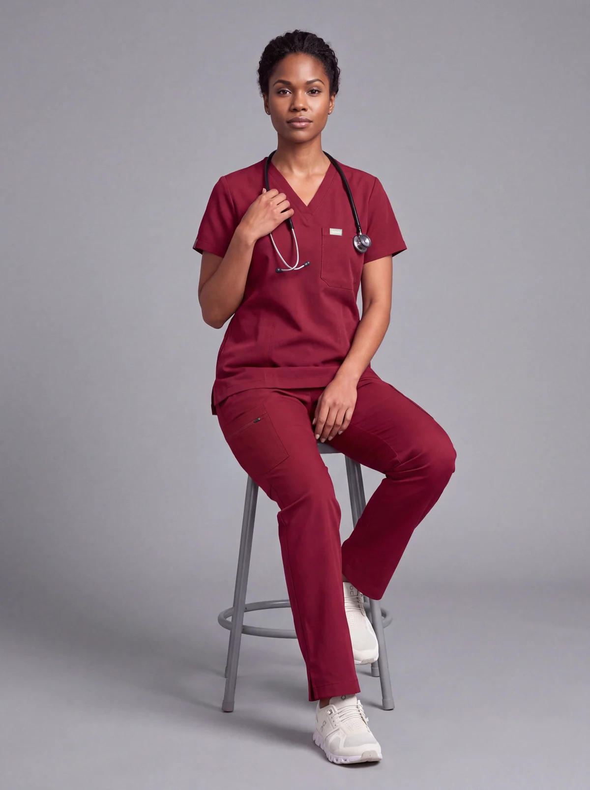 DocNova Women’s Premium Scrub Trousers – Burgundy