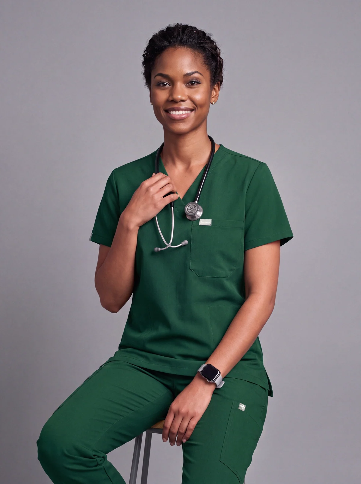 DocNova Women’s Premium Scrub Top – Green