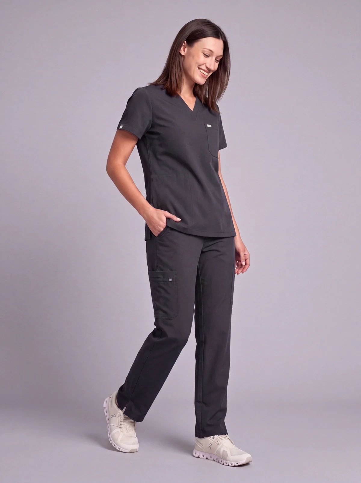 DocNova Women’s Premium Scrub Trousers – Pewter Grey